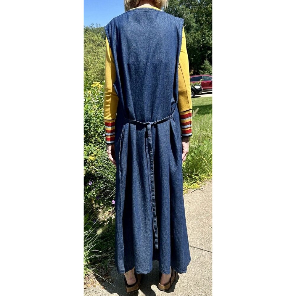 Vermont Country Store Denim Dress Womens 2X Blue Pintuck Jumper 100% Cotton - Picture 7 of 10